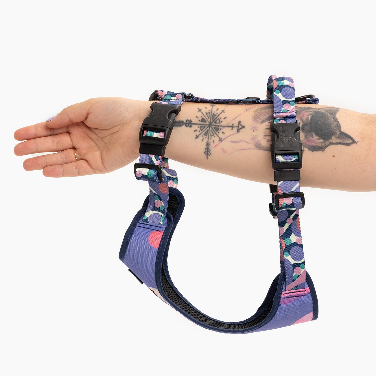 Stay-on pressure-free harness "Downward dog"