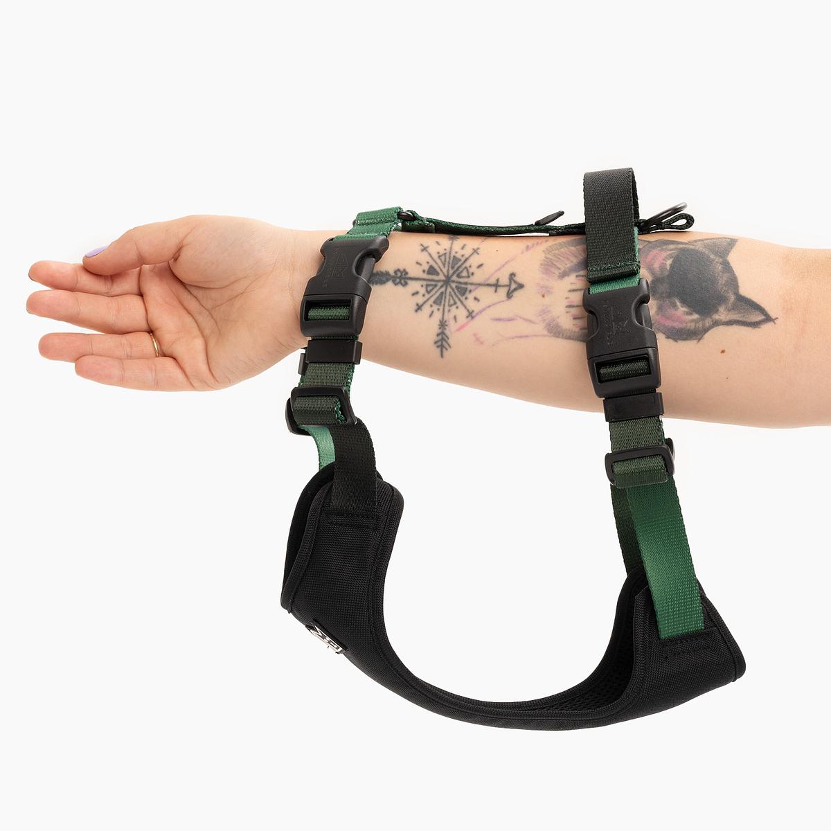 Stay-on pressure-free harness "Under my ombrella" green