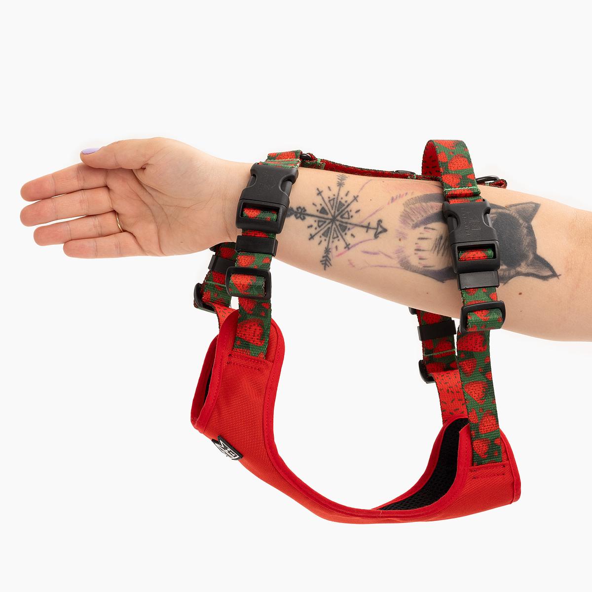 Stay-on pressure-free harness "Strawberry Fields Forever"