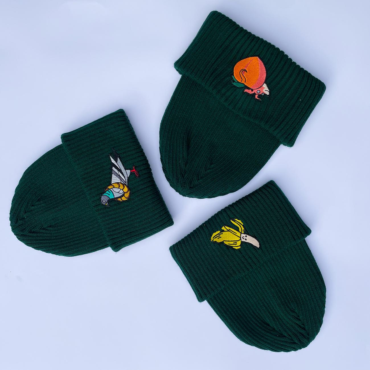 "Green" embroidered beanie