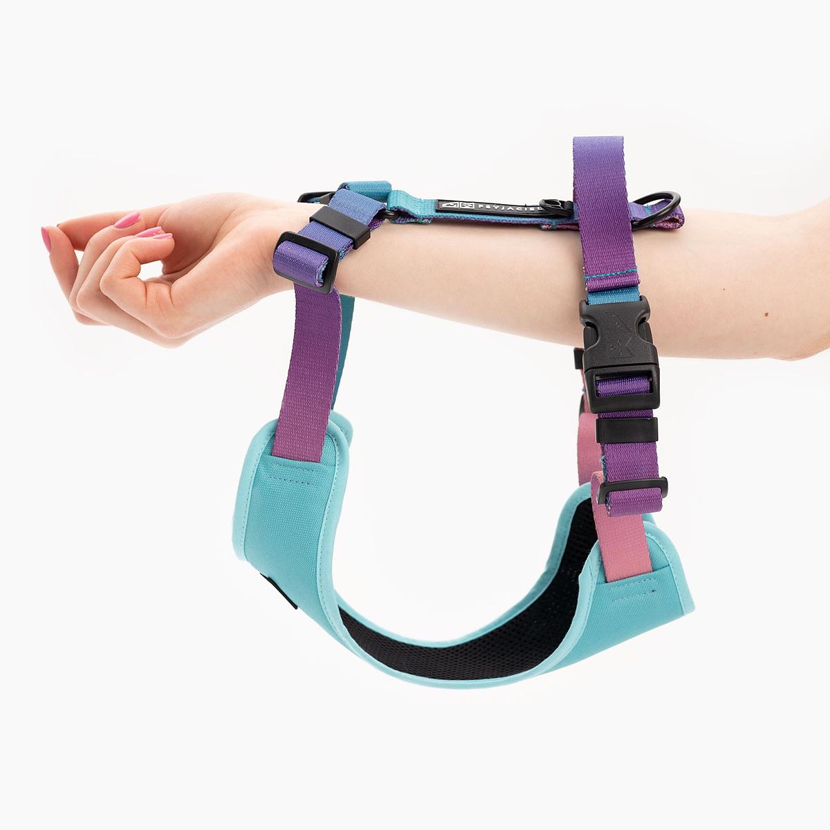 Dog or cat pressure-free harness "Under my ombrella" turquoise 