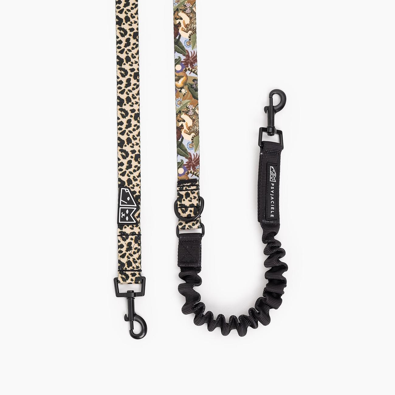 "Respect the wildness" leash with shock absorber LEOPARD PATTERN ON THE TOP