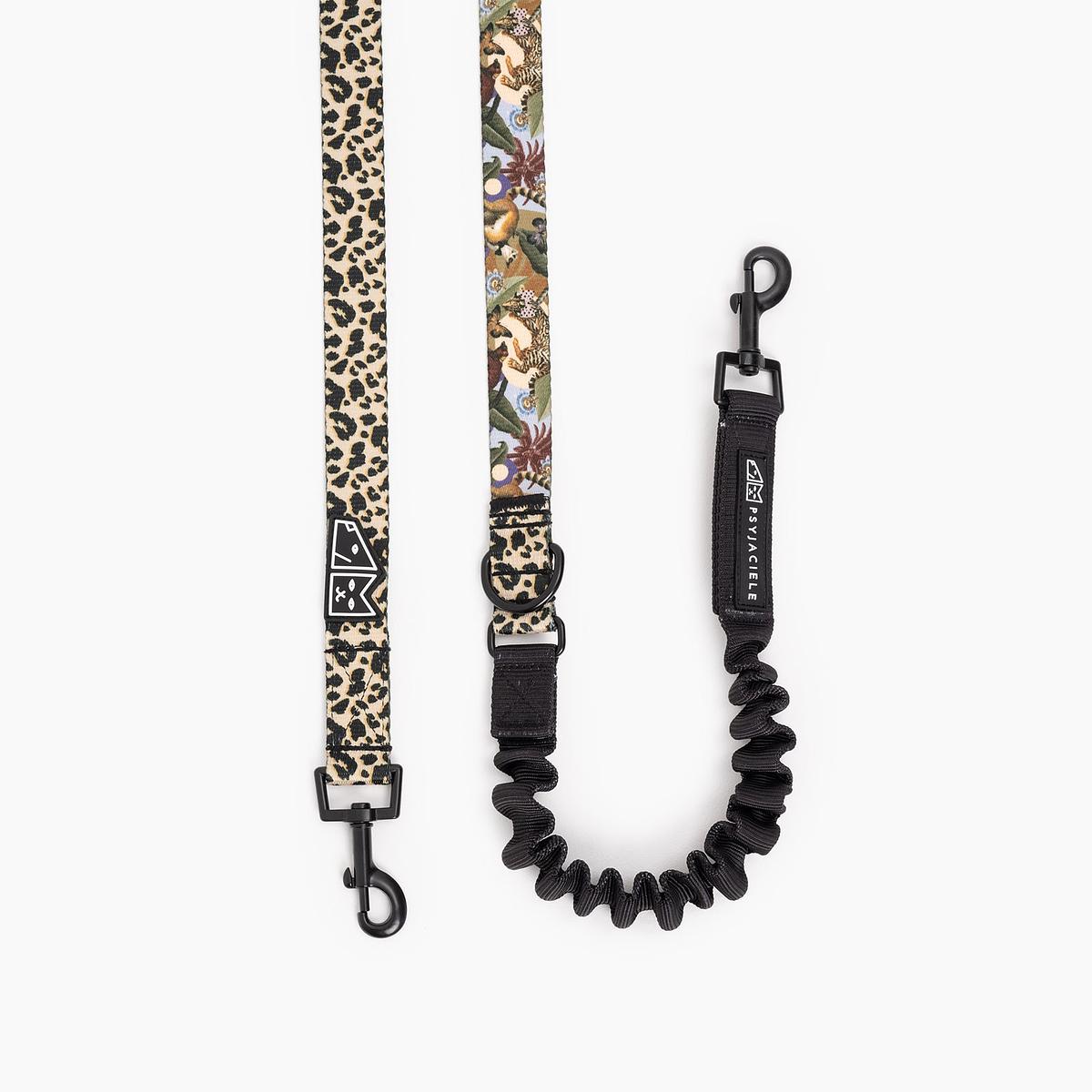 "Respect the wildness" leash with shock absorber LEOPARD PATTERN ON THE TOP